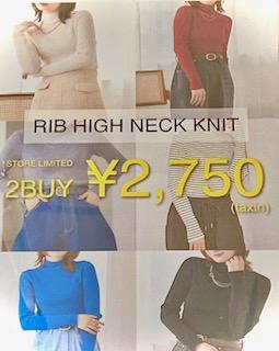 リブハイネックニット２ＢＵＹ￥２５００（税抜）